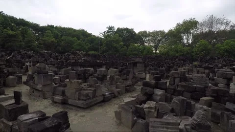 Panoramic View, Ruins of Perwara Temples, Sewu Temple Compound, Java, Indonesia 스톡 동영상 307135151