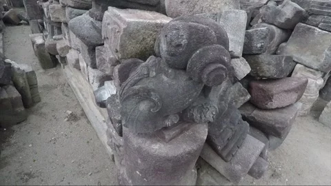 Panoramic View, Ruins of Perwara Temples, Sewu Temple Compound, Java, Indonesia Stock Footage 307137144
