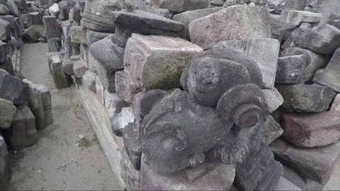 Panoramic View, Ruins of Perwara Temples, Sewu Temple Compound, Java, Indonesia Stock Footage 307137249