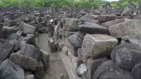 Panoramic View, Ruins of Perwara Temples, Sewu Temple Compound, Java, Indonesia Vídeos de archivo 307137392