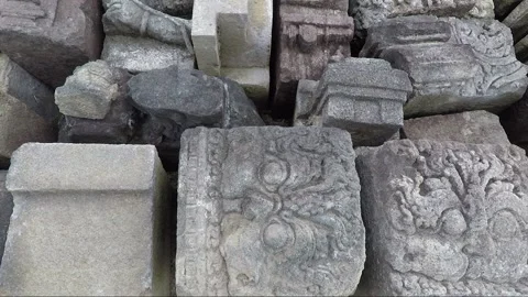 Panoramic View, Ruins of Perwara Temples, Sewu Temple Compound, Java, Indonesia Видео 307223452