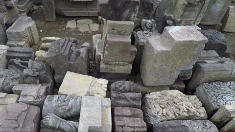 Panoramic View, Ruins of Perwara Temples, Sewu Temple Compound, Java, Indonesia Stock Footage 307224038