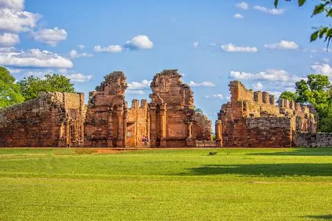 Panoramic view of the ruins of San Ignacio at sunny day, Misiones, Argentina Stock Photos