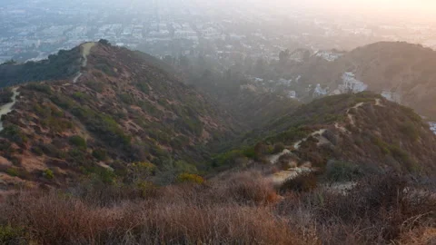 Panoramic View from Runyon Canyon Trail Stock Footage 295611559