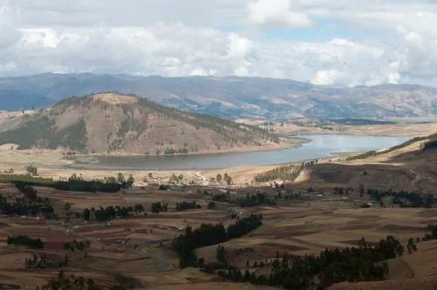 Panoramic view of the sacred valley peru Stock Photos