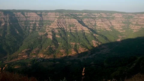 Panoramic view of the Sahyadri range mountains western ghats Stock Footage 233409727