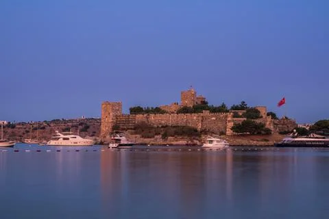 Panoramic view of Saint Peter Castle (Bodrum castle) and marina View of Bodrum b Foto stock