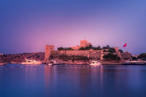 Panoramic view of Saint Peter Castle (Bodrum castle) and marina View of Bodrum b Foto stock
