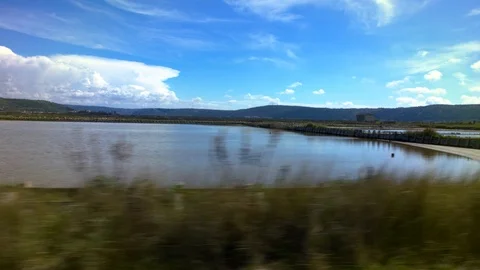 Panoramic view of a saltern Video stock 93491838