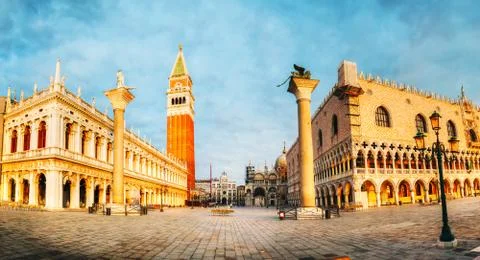 Panoramic view to san marco square in venice, italy Stock Photos