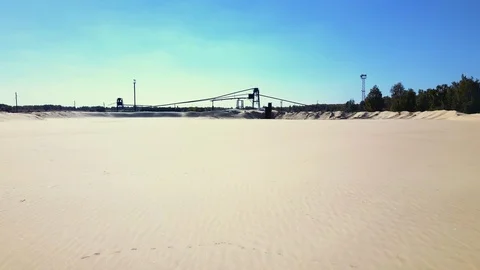 Panoramic view of sand quarry with a pumping system Video stock 96094567