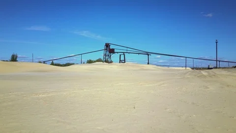 Panoramic view of sand quarry with a pumping system Video stock 96096013