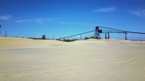 Panoramic view of sand quarry with a pumping system Stock Footage 96097475