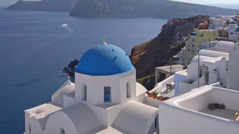 Panoramic View of Santorini Island in Greece, one of the most beautiful trave Video stock 108590650