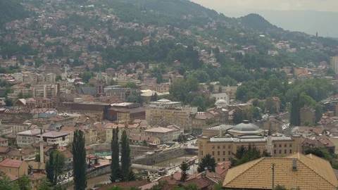 Panoramic view of Sarajevo, Bosnia and Herzegovina Vídeos de archivo 123749663