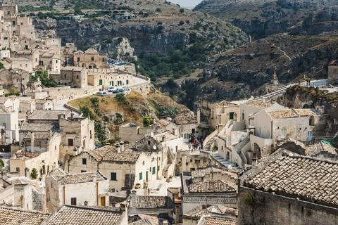 Panoramic view of Sassi di Matera, Basilicata, Italy. Fotos Stock