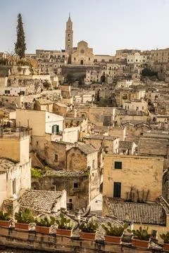 Panoramic View of the Sassi di Matera, Italy’s Historic Cave Dwellings Stock Photos