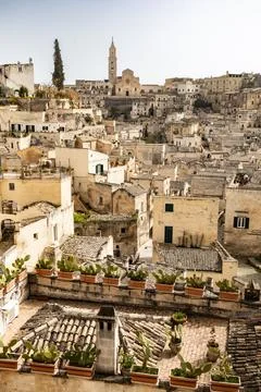 Panoramic View of the Sassi di Matera, Italy’s Historic Cave Dwellings Stock Photos