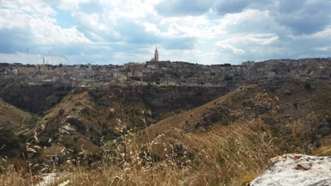 Panoramic view of Sassi of Matera. Basilicata. Italy Video stock 135377035