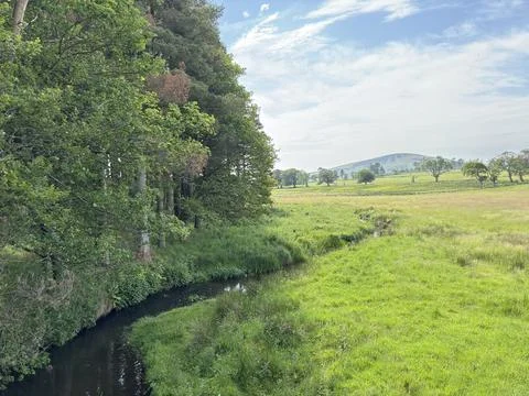 Panoramic view of the Scottish Borders rolling hills Stock Photos