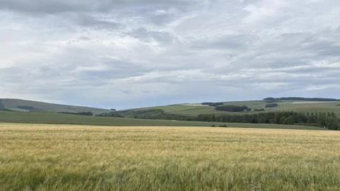Panoramic view of the Scottish Borders rolling hills Stock Photos