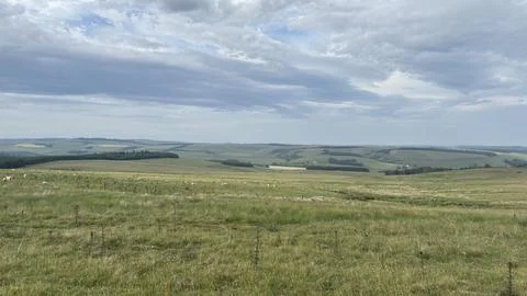 Panoramic view of the Scottish Borders rolling hills Stock Photos