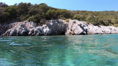 Panoramic view of sea cave Stock Footage 138940634