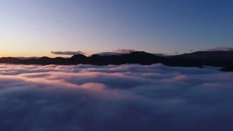 A Panoramic View of the Sea of Clouds and Sunrise from Above Bessho Onsen Area Stock Footage 330995105