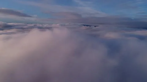 Panoramic View of the Sea of Clouds, Sunrise, and the Mountains Including Mount Stock Footage 330994394