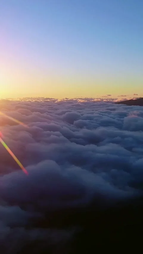 A Panoramic View of the Sea of Clouds, Sunrise, and the Waterfall Clouds of Mt. Stock Footage 333225116