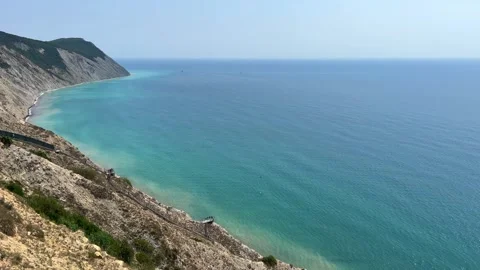 Panoramic view of the sea surface from the coast. Black Sea Stock Footage 260703274