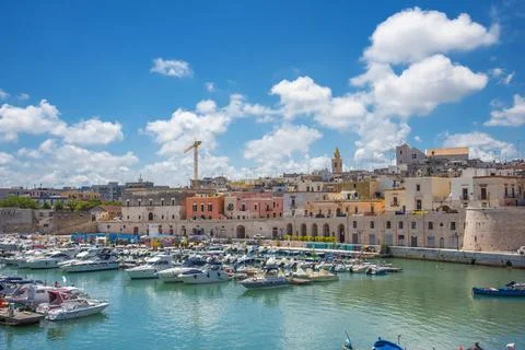 Panoramic view of seafront Bisceglie in Puglia. Stock Photos