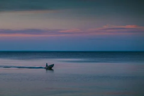 Panoramic view of seascape sunset at the Atlantic Ocean in Woodland State Park Stock Photos