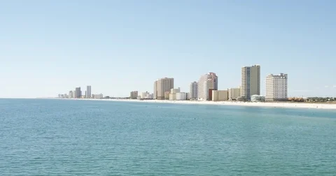 Panoramic view of seashore with modern buildings Stock Footage 84872675