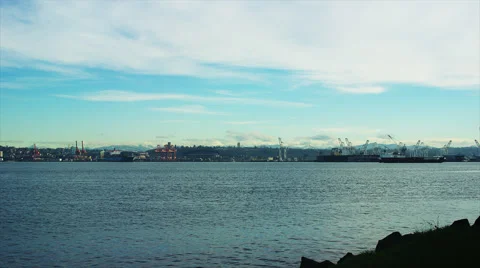 Panoramic view of Seattle skyline, long shot. Stock Footage 62847099