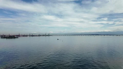 Panoramic View of a Serene Ocean Bay Stock Footage 297484014