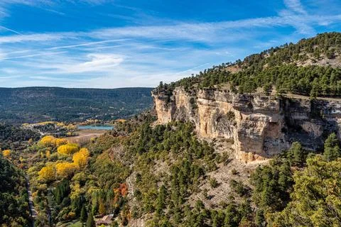 Panoramic view of the Serrania de Cuenca at Una in Spain. Hiking trails La Ra Stock Photos
