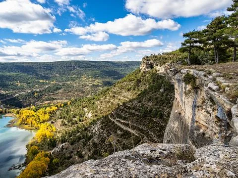 Panoramic view of the Serrania de Cuenca at Una in Spain. Hiking trails La Ra Stock Photos
