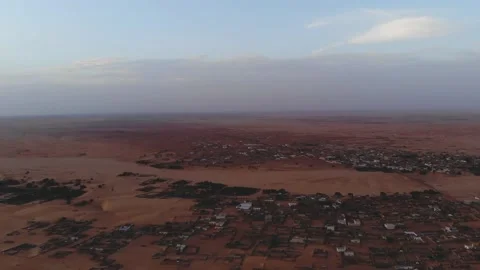 Panoramic view of a settlement in Mauritania. settlement in Mauritania. Settl Stock Footage 137088385