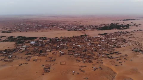 Panoramic view of a settlement in Mauritania. settlement in Mauritania. Settl Stock Footage 137088410
