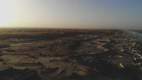 Panoramic view of a settlement in Mauritania. settlement in Mauritania. Settl Stock Footage 137089088