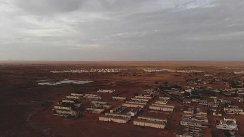 Panoramic view of a settlement in Mauritania. settlement in Mauritania. Settl Stock Footage 137089498