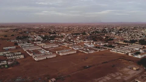 Panoramic view of a settlement in Mauritania. settlement in Mauritania. Settl Stock Footage 137089709