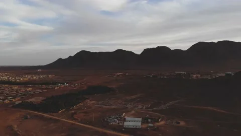 Panoramic view of a settlement in Mauritania. settlement in Mauritania. Settl Stock Footage 137089948