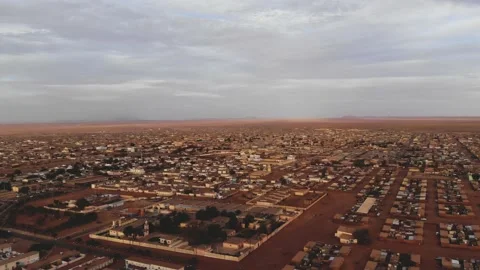 Panoramic view of a settlement in Mauritania. settlement in Mauritania. Settl Stock Footage 137286510
