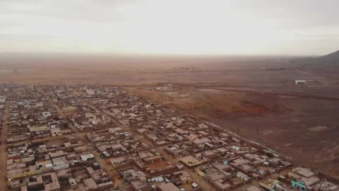 Panoramic view of a settlement in Mauritania. settlement in Mauritania. Settl Stock Footage 137287364