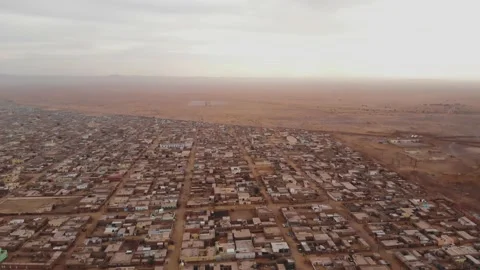 Panoramic view of a settlement in Mauritania. settlement in Mauritania. Settl Stock Footage 137287374