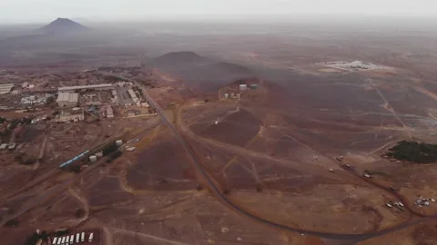 Panoramic view of a settlement in Mauritania. settlement in Mauritania. Settl Stock Footage 137287549