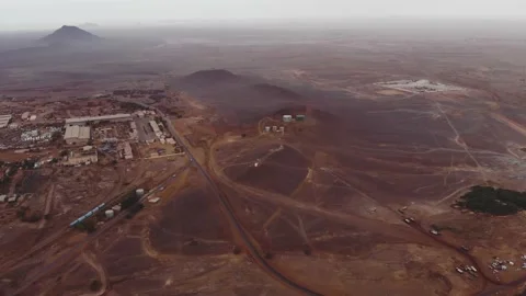 Panoramic view of a settlement in Mauritania. settlement in Mauritania. Settl Stock Footage 137287673