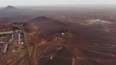 Panoramic view of a settlement in Mauritania. settlement in Mauritania. Settl Stock Footage 137287820